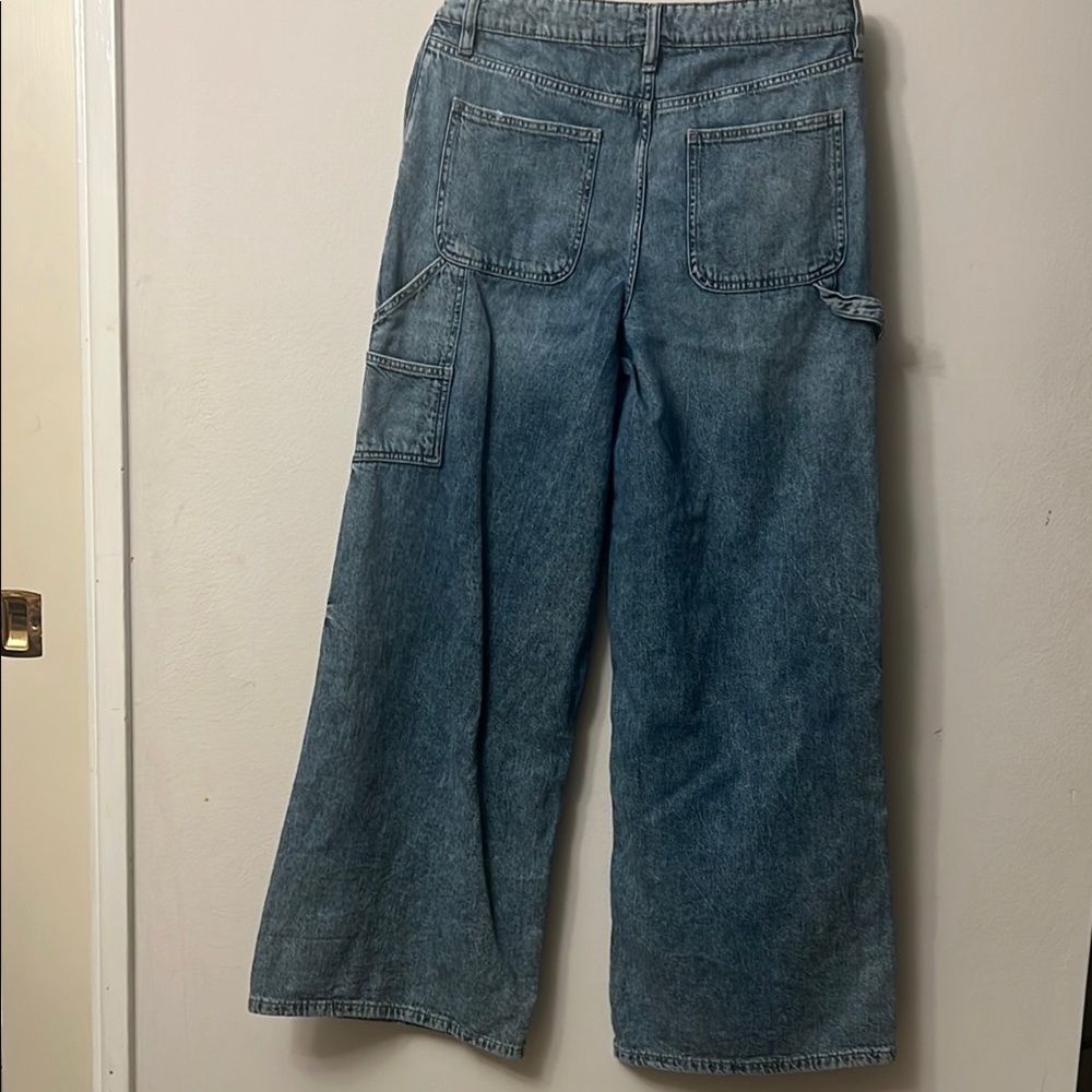 Forever 21 Blue Wide Leg Flare Jeans High-Rise barrel jeans barrel 310